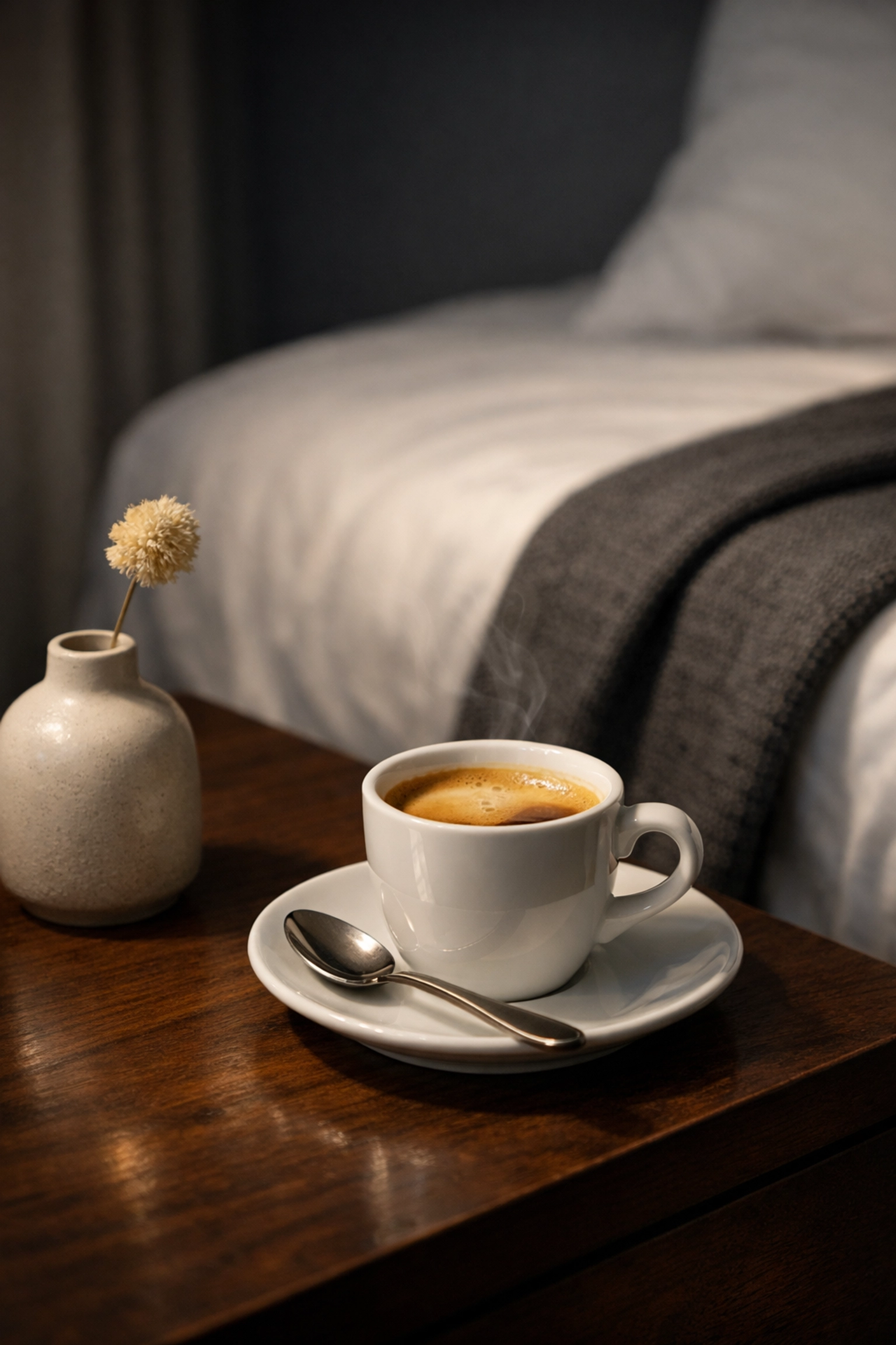 Personalized luxury hotel guest experience featuring espresso, reflecting data-driven room preferences.