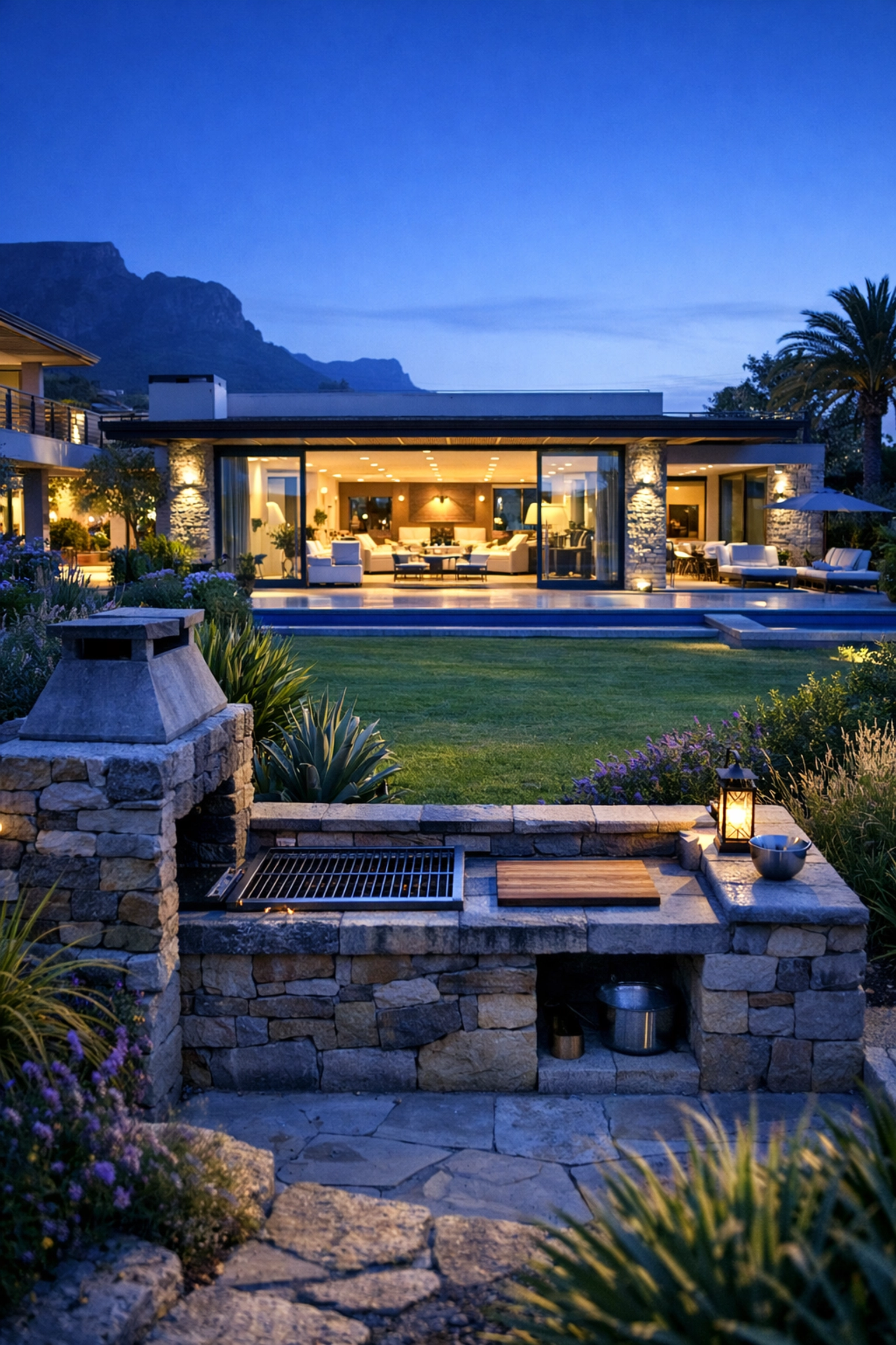 Modern Cape Town villa showing the long distance between the indoor router and outdoor braai area.