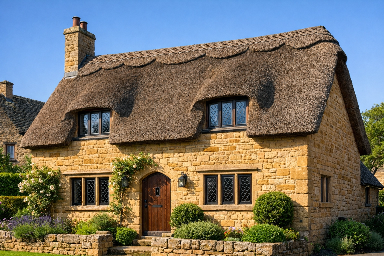 Grade II listed thatched cottage representing non-standard construction home insurance needs.
