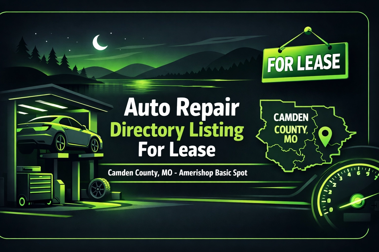 [HERO] Auto Repair Directory Listing For Lease: Camden County, MO - Amerishop Basic Spot