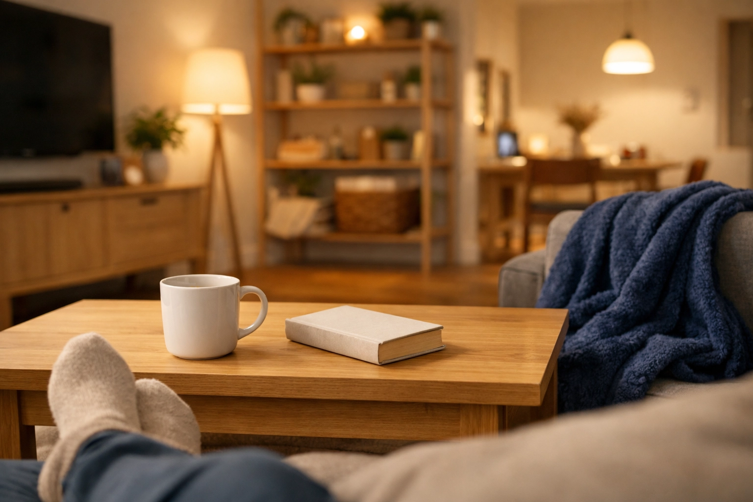 A clean and organized small apartment living room in Bolton, providing a relaxing, tidy atmosphere.