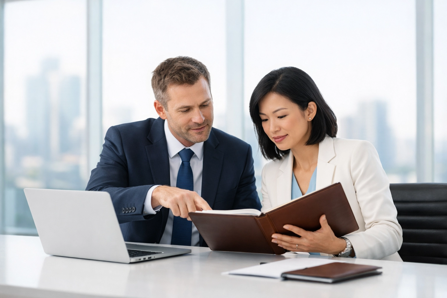 Legal experts collaborating on a strategic international fraud investigation in a modern office.