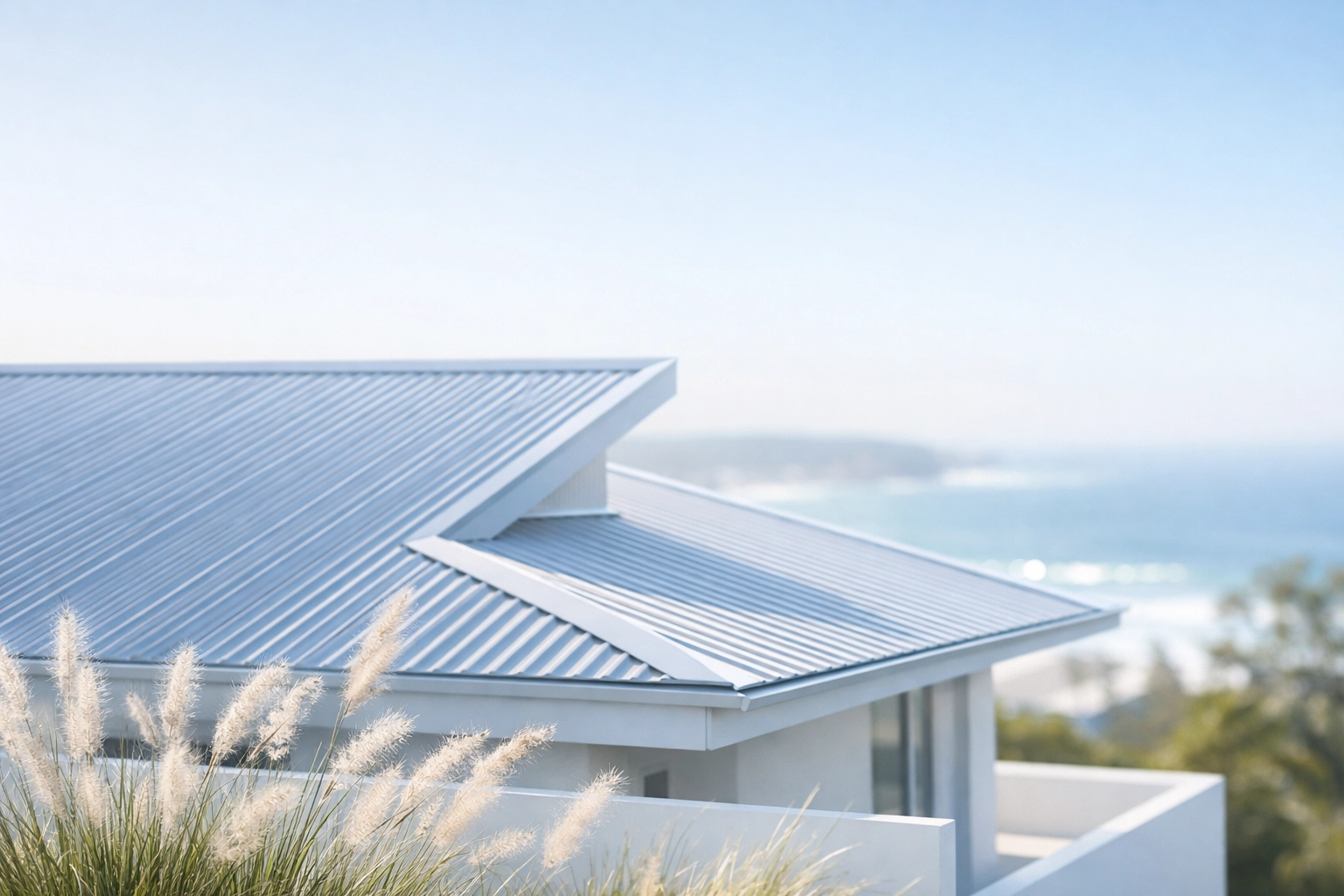 Modern home with blue metal roofing in the Northern Beaches designed for durability and coastal weather.