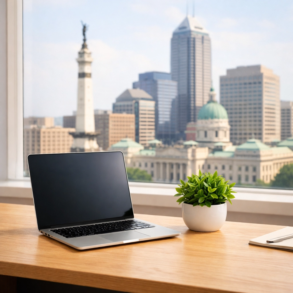 Modern Indianapolis property management workspace representing efficient regional cleaning operations.