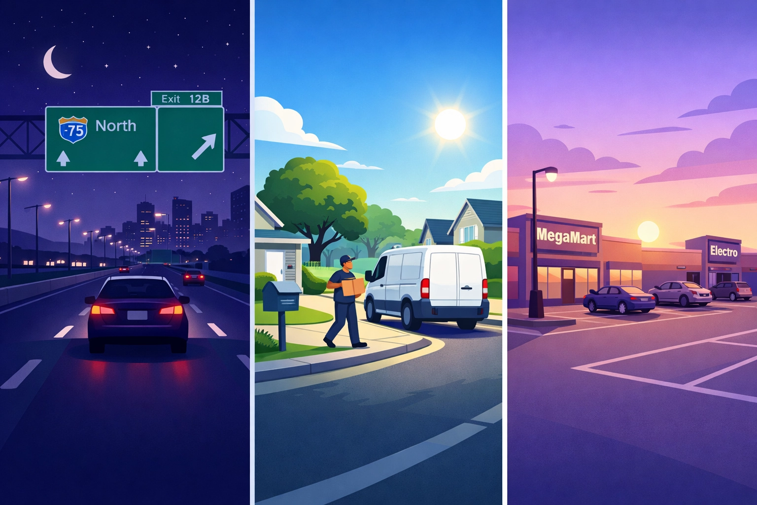 Comparison of three HGV shift types: trunking, multi-drop and store delivery