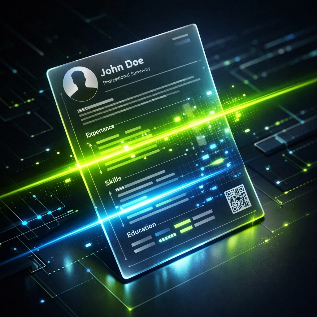 AI software scanning a digital CPA resume to extract technical accounting skills and ERP keywords.