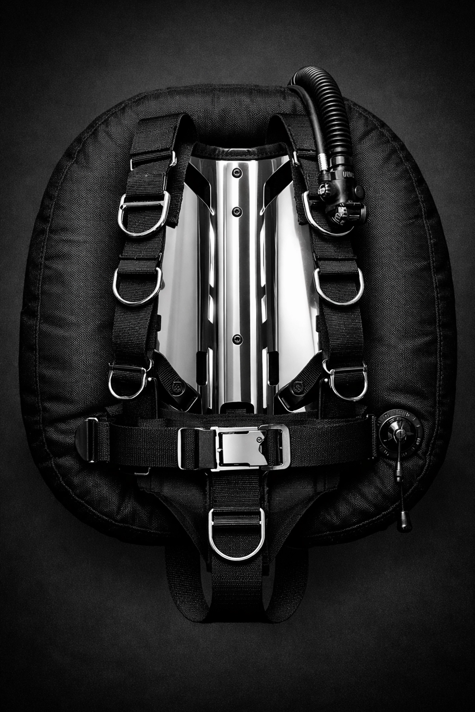 Klassisches Backmount Wing-System mit Edelstahl Backplate für technisches Tauchen.