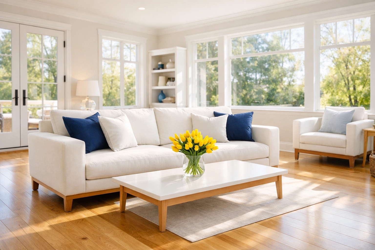 Professional house cleaning services in Southborough, MA result in a dust-free, bright living room for a healthy home.