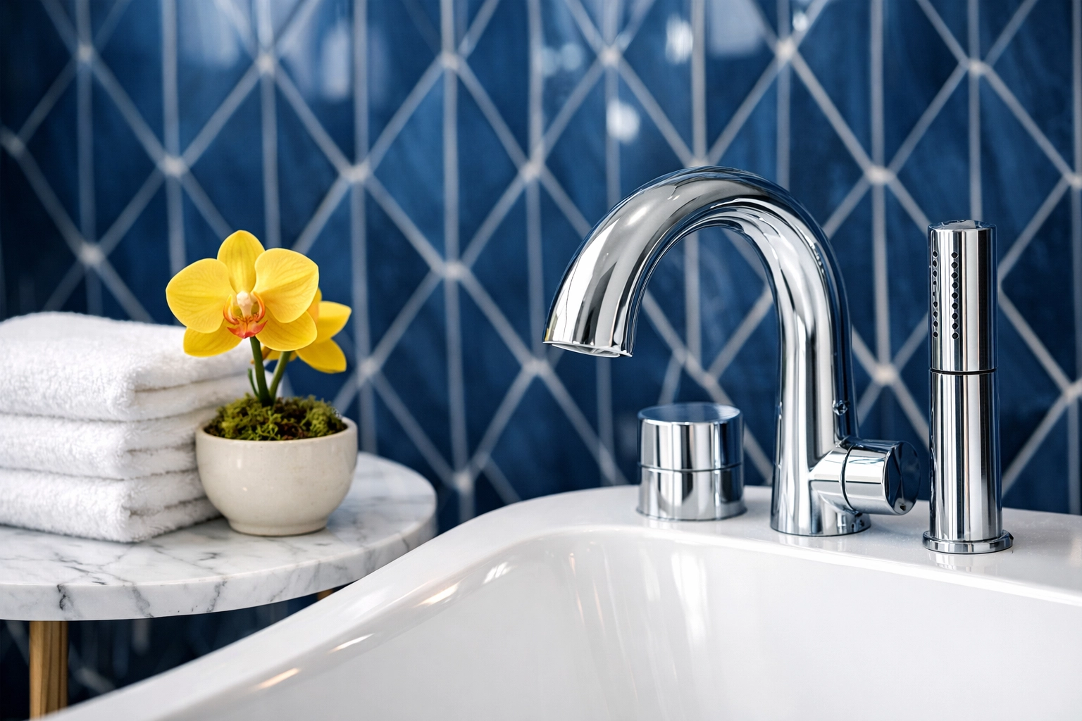 Master bathroom featuring spotless fixtures and tile after luxury residential cleaning in Acton.