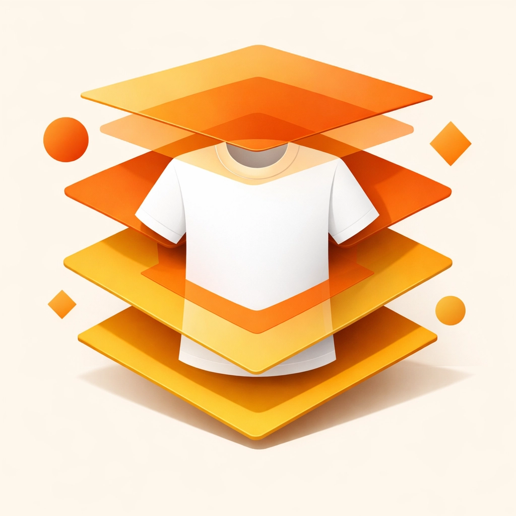 Visual representation of technical vector file preparation for apparel production and garment printing.