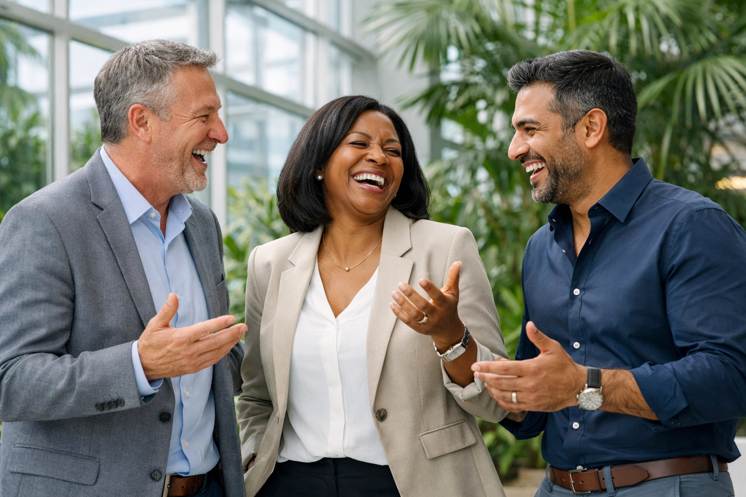 Boost Your Brand ROI Instantly with These 5 Super Bowl Networking Tips Diverse group of corporate executives engaging in authentic networking and professional conversation.