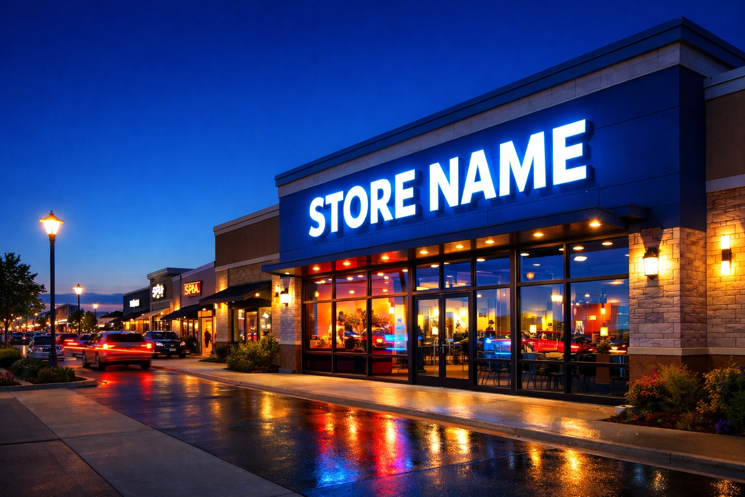 Brightly illuminated 3D channel letter sign on a DFW storefront to increase local business visibility.