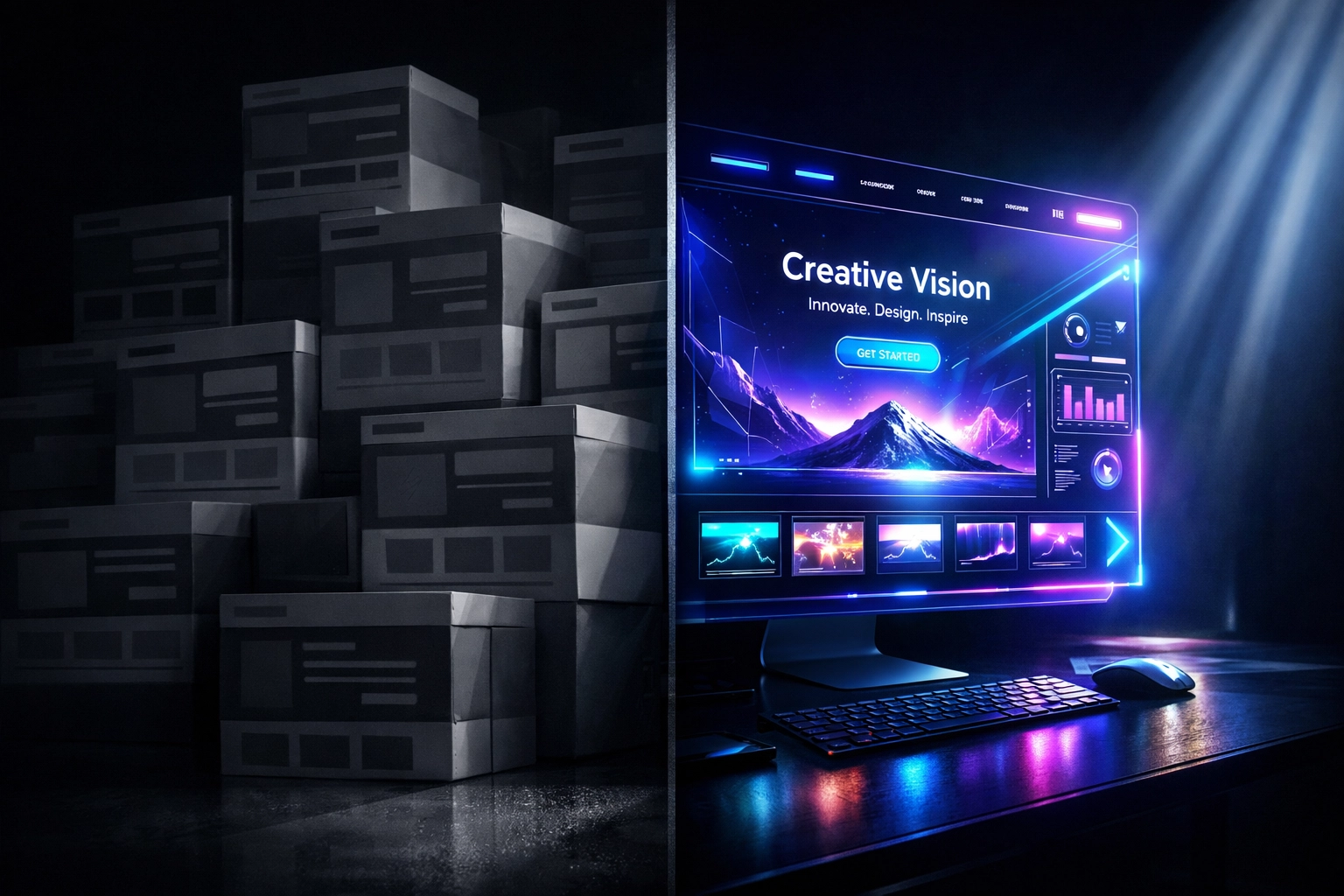 Template websites versus custom web design solutions comparison showing personalized digital interfaces