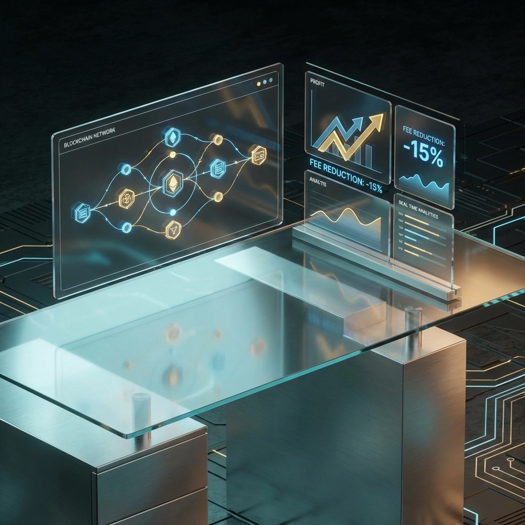 Digital dashboard displaying blockchain transactions and financial data, highlighting NFT receipts and blockchain efficiency for Web3 accounting.
