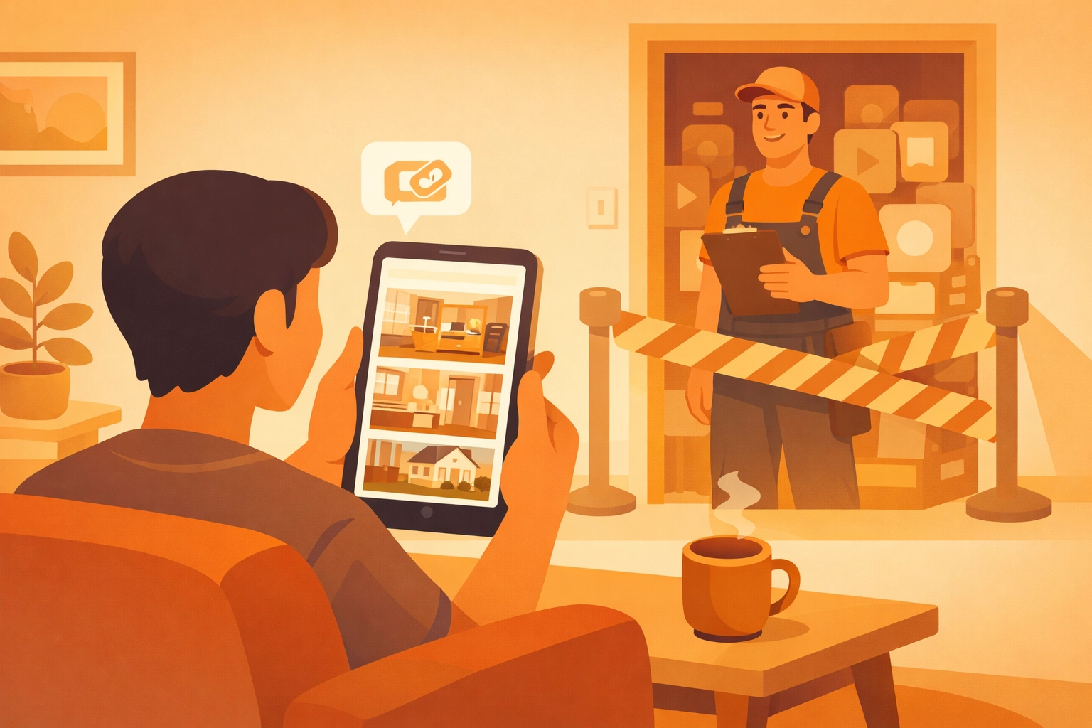 Homeowner viewing a contractor photo timeline link on a mobile phone without needing an app download.