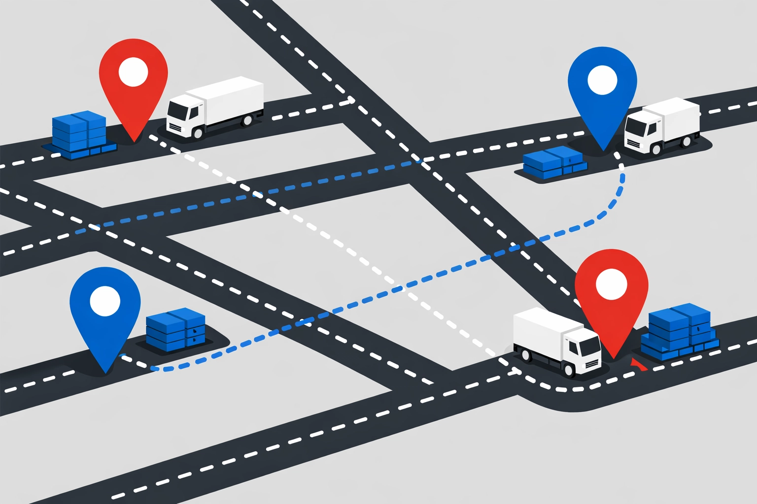 Route planning diagram showing multiple delivery stops and shortest route calculations for CPC exam