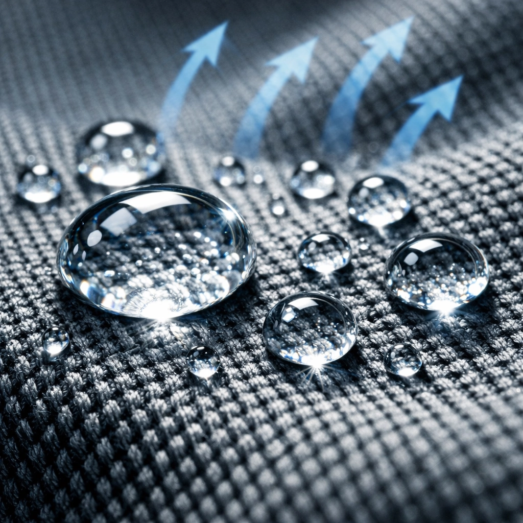 Moisture-wicking performance fabric for job site custom apparel that keeps workers dry and cool.