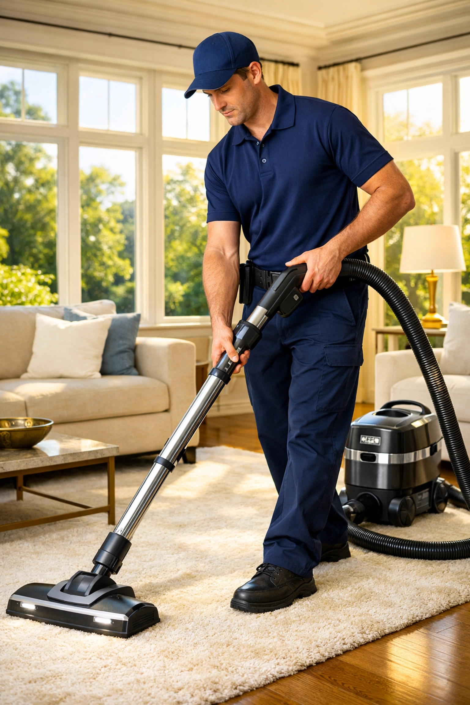 Expert professional cleaners Wellesley MA using HEPA vacuum for a thorough residential cleaning Massachusetts.