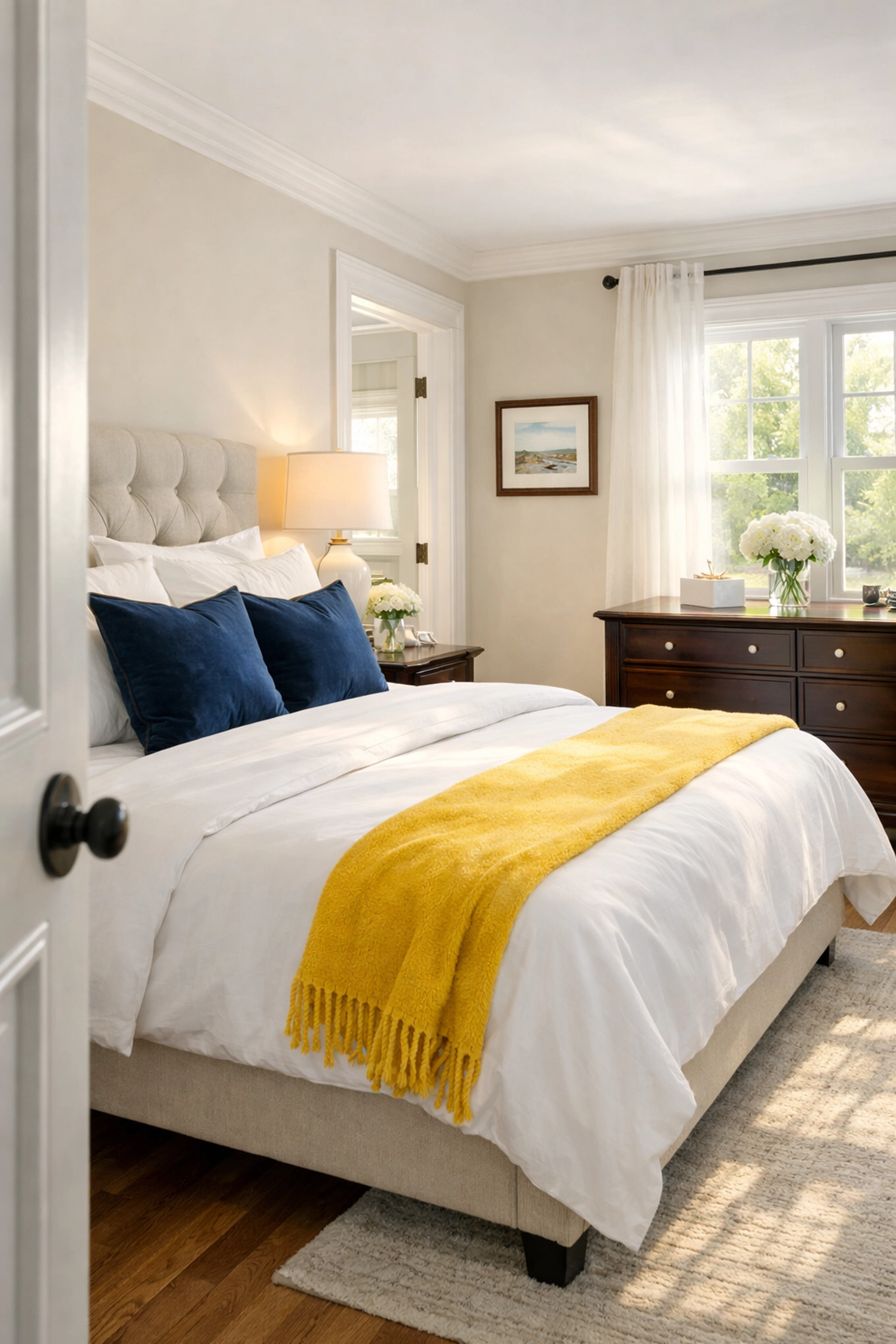 A pristine, dust-free master bedroom after expert post-construction cleaning MA for a healthy move-in.