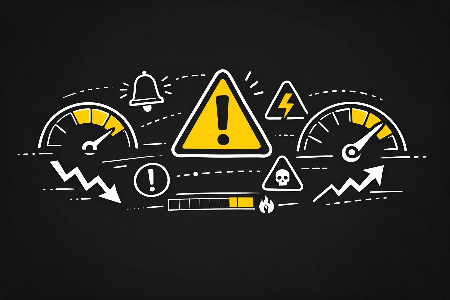Performance alert dashboard showing metric thresholds and warning indicators for strategy pivots