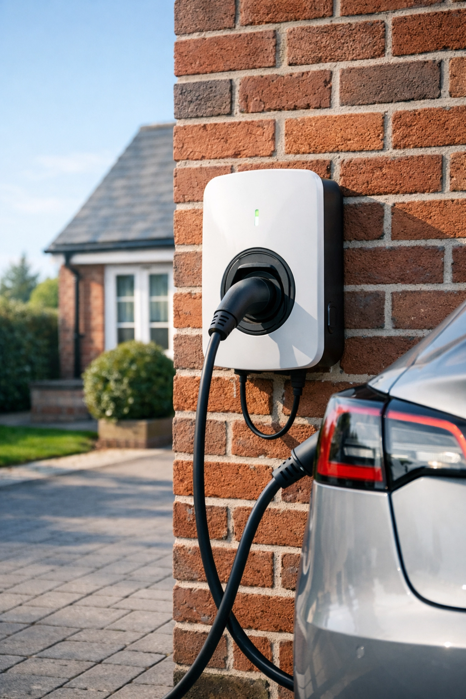 Professional EV charger installation in Dorset, featuring a modern wall-mounted charging unit for tenants.