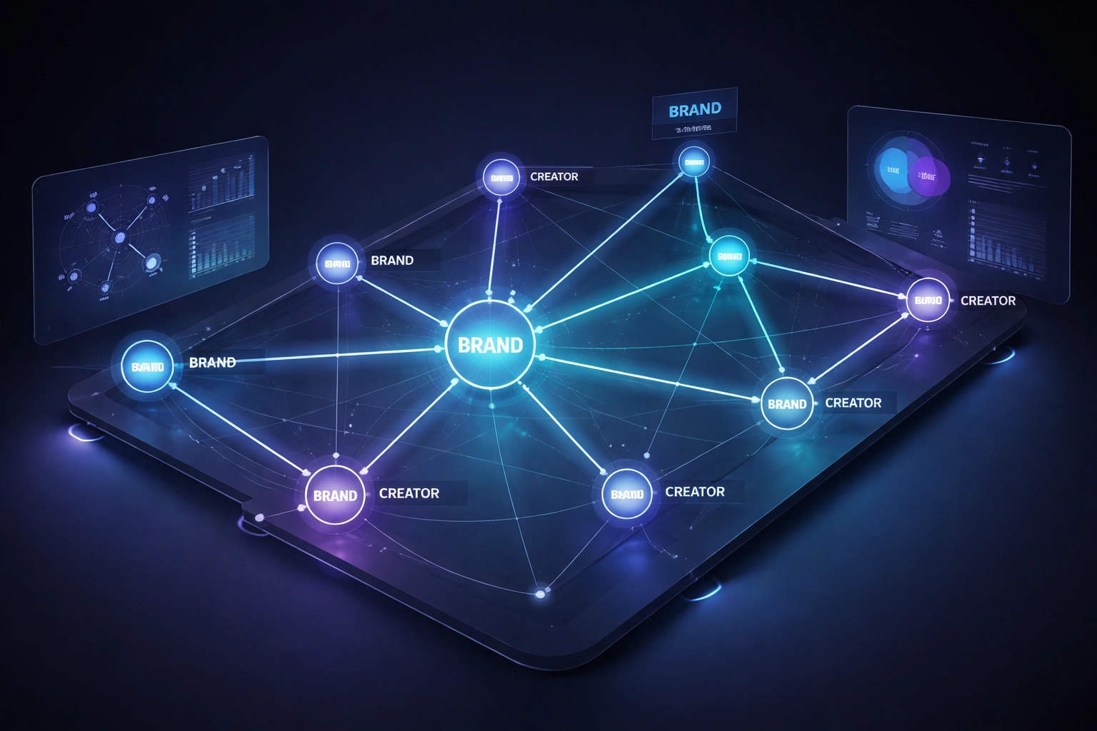 Network map of brand and influencer connections, showing competitor partnerships and collaboration insights