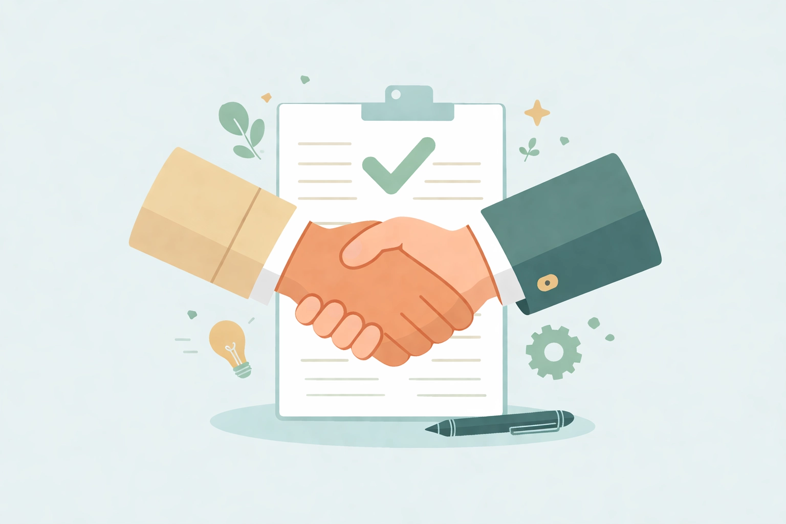Apretón de manos sobre documento simboliza un acuerdo exitoso para eliminar colecciones del historial de crédito