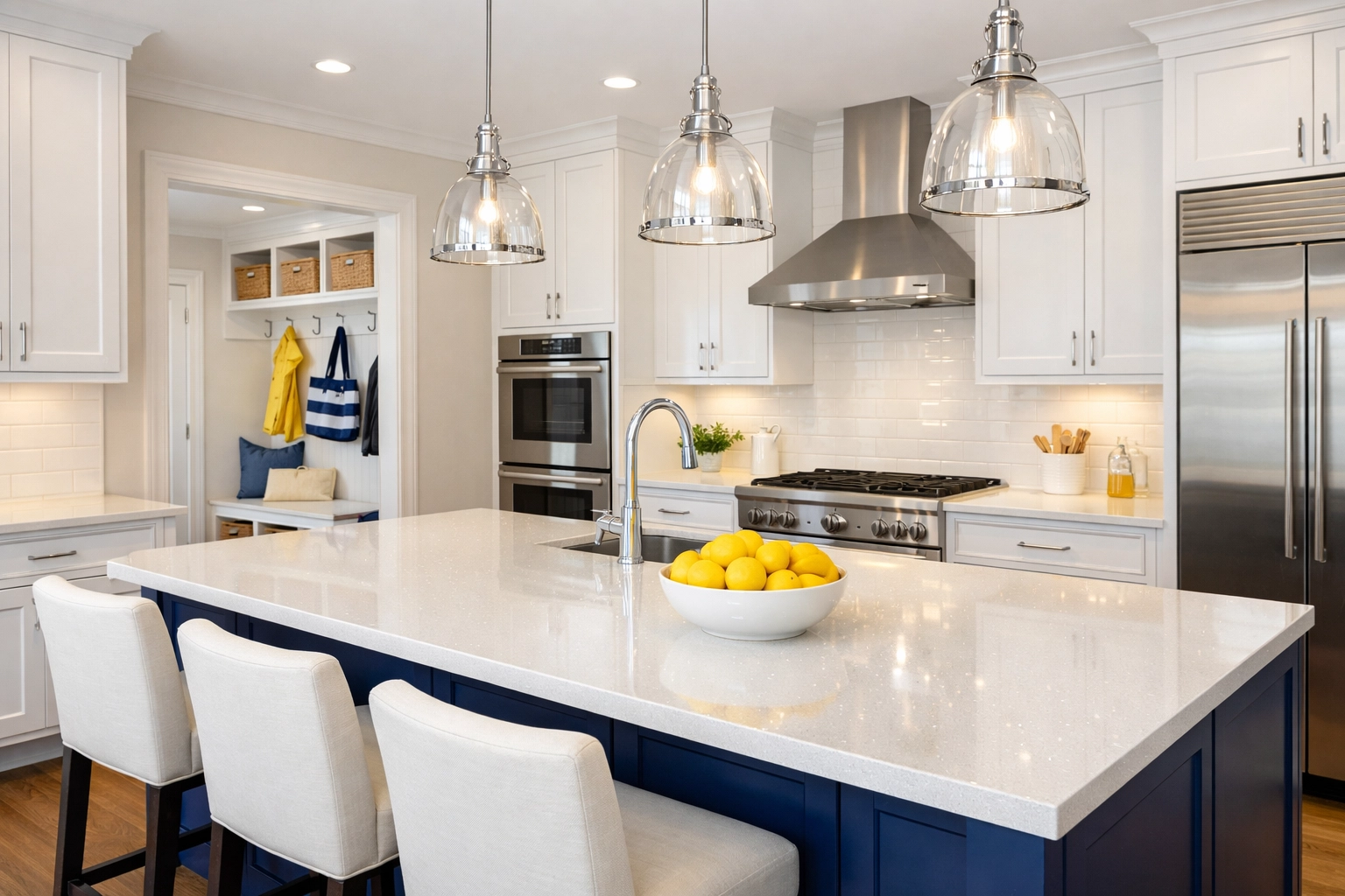 Spotless gourmet kitchen in Sherborn showcasing the results of professional weekly house cleaning.