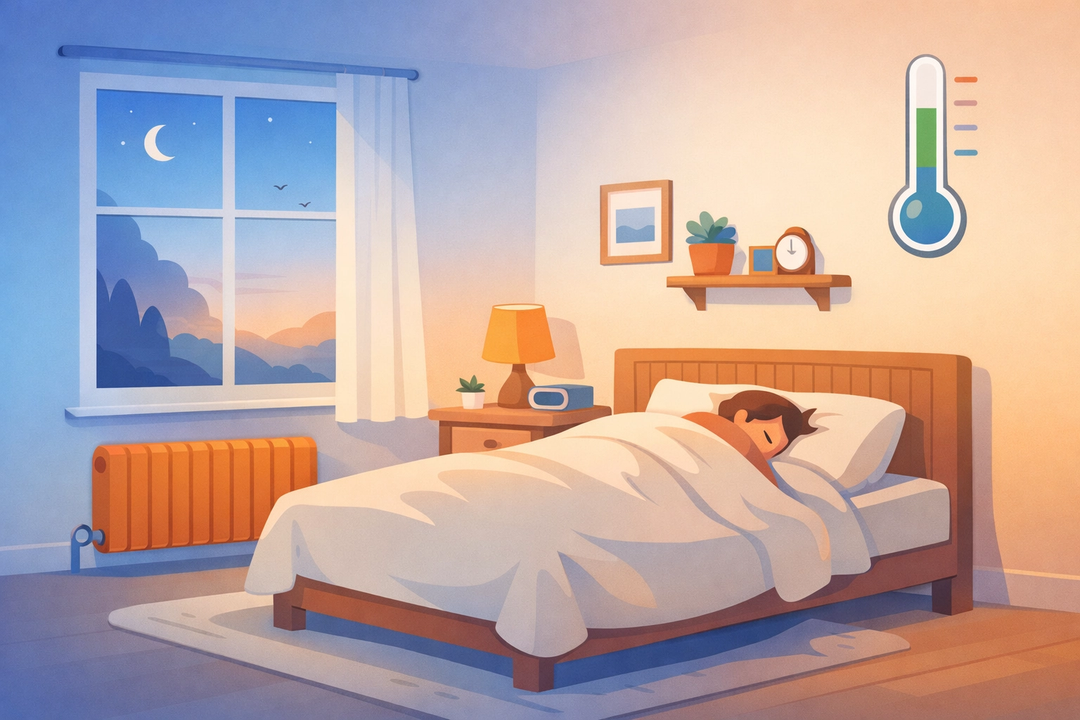 Comfortable warm bedroom with proper loft insulation maintaining heat without heating on