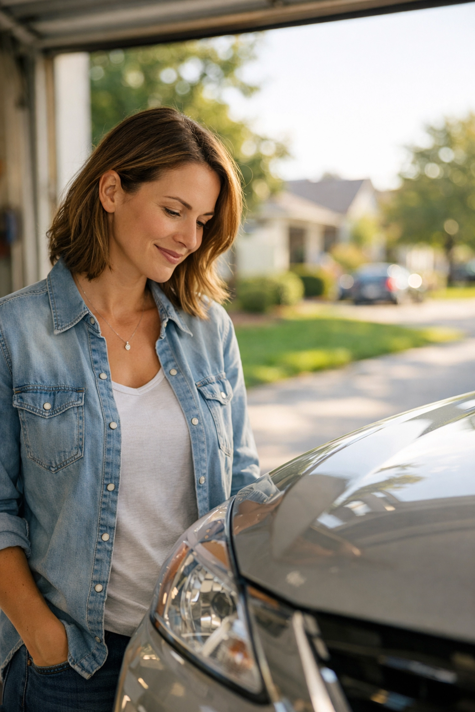 Woman standing by her car after using emergency loans for bad credit to cover repairs.