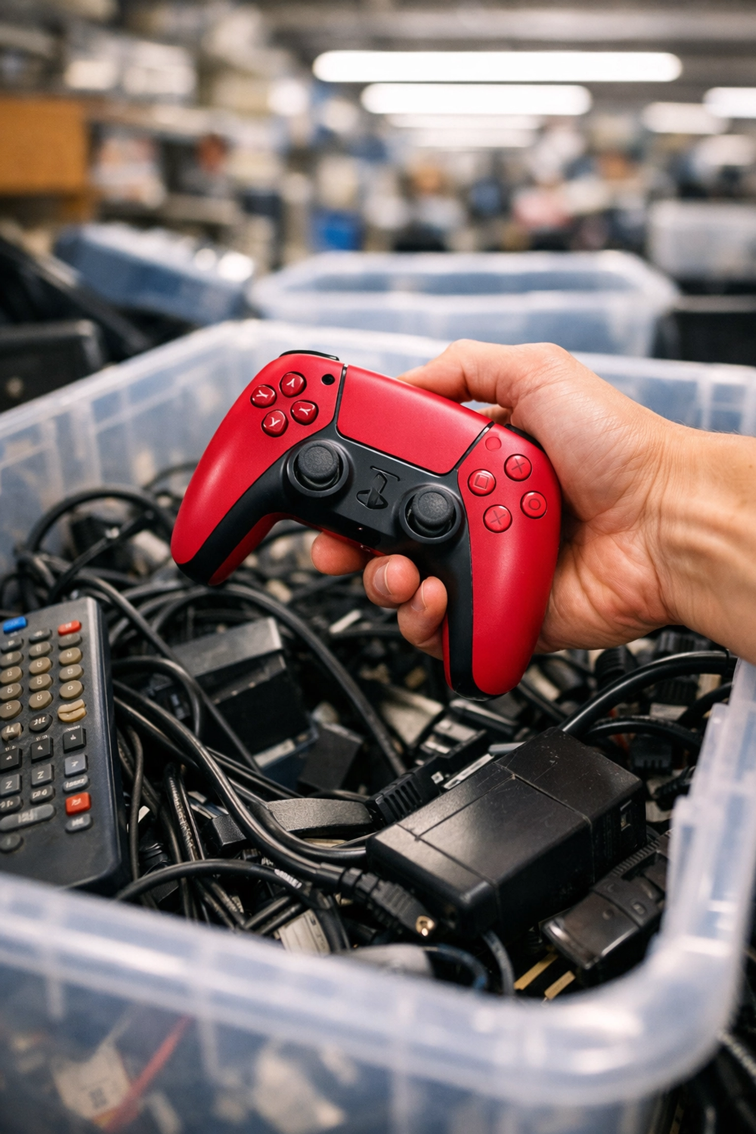 Finding a PlayStation 5 controller in a thrift store electronics bin for a profitable tech flip.