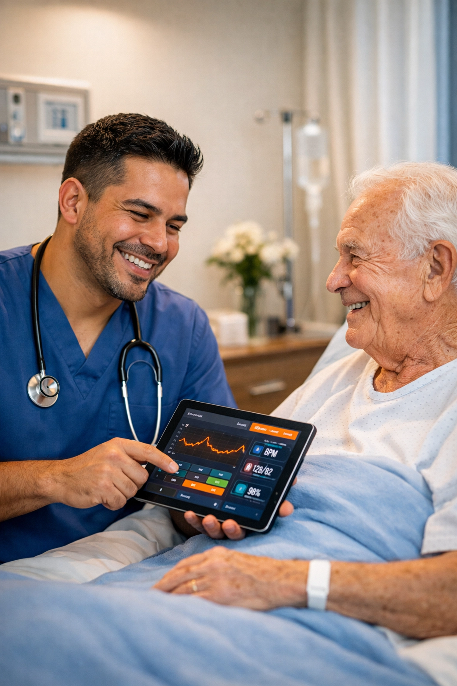 Compassionate nurse and patient sharing a smile, demonstrating how better matching leads to improved patient care.
