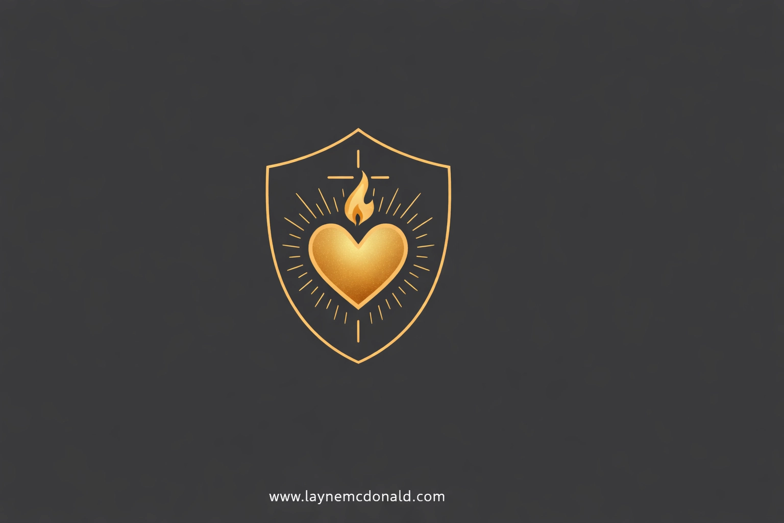A golden heart inside a protective shield symbol, illustrating the Christian theme of sacrificial love and integrity.