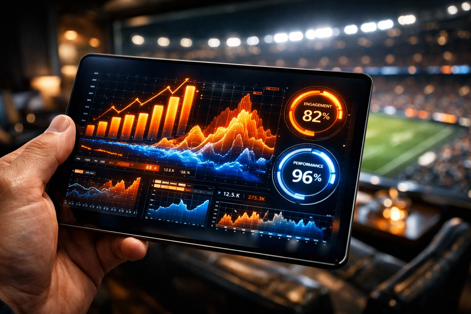 Digital dashboard displaying real-time engagement metrics for a high-performance NIL marketing campaign.