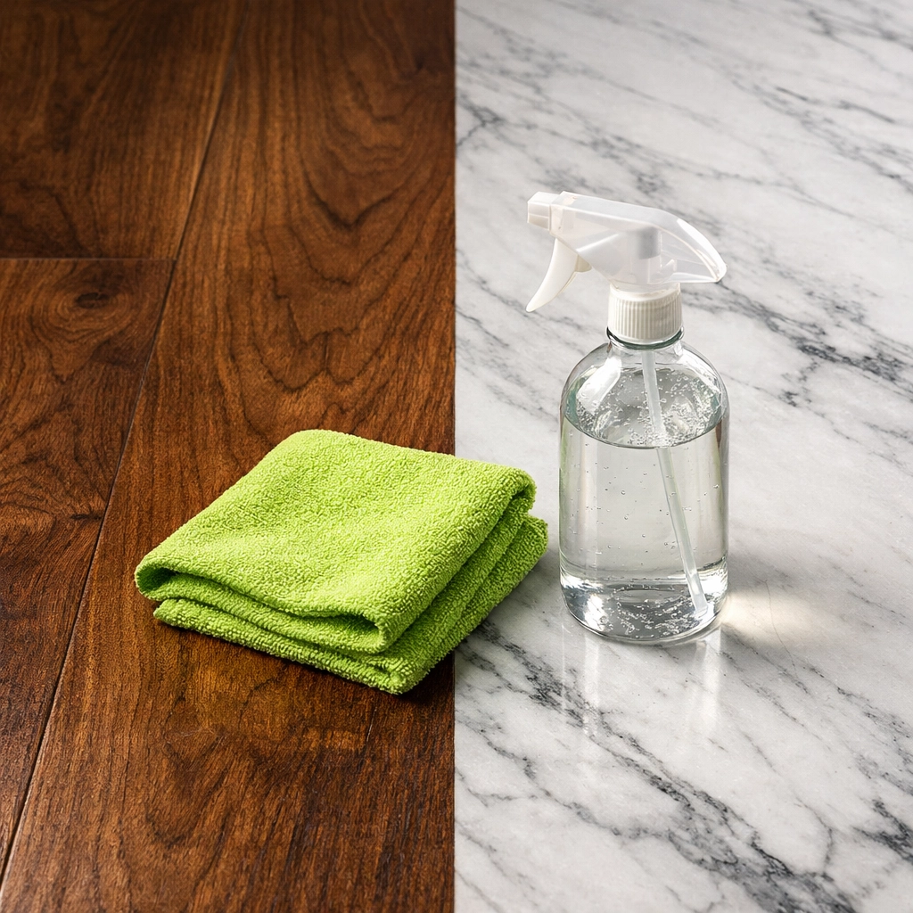 Eco-friendly cleaning products for luxury wood and marble surfaces in Carlisle.