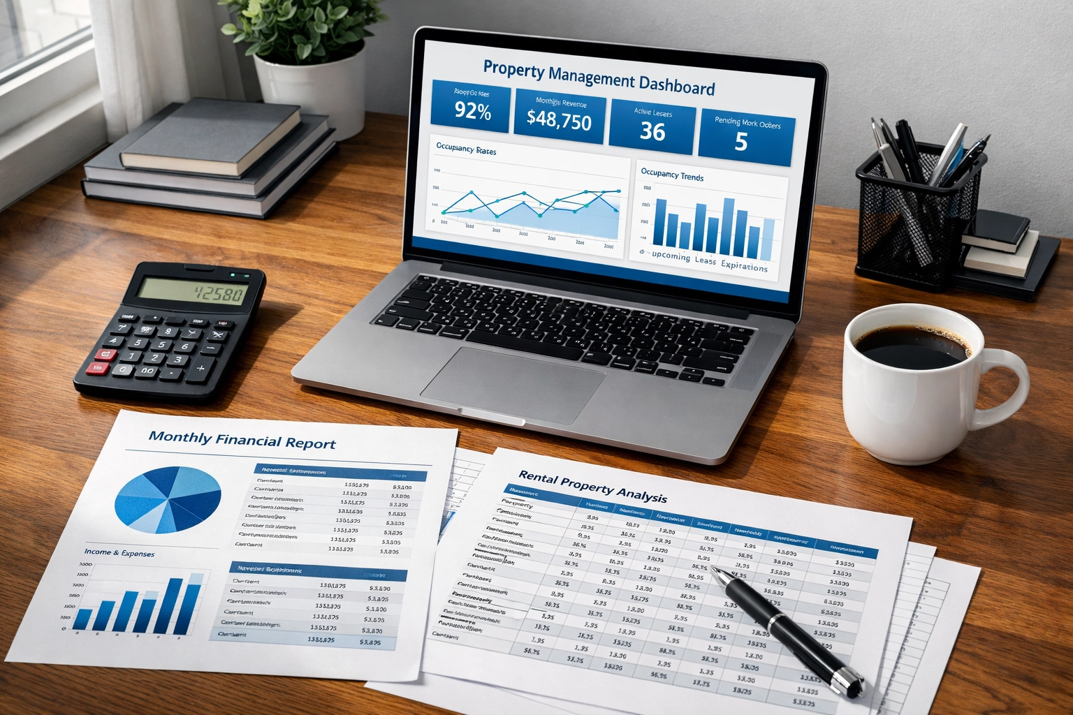Property management financial reports and expense tracking dashboard for Naples rental property