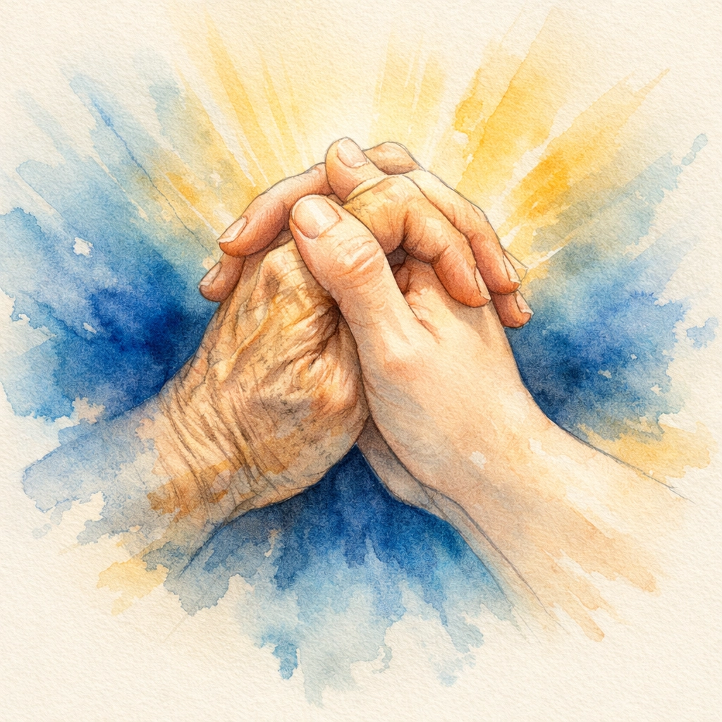 Hands joined in prayer representing spiritual care and meaningful connection in church hospitality