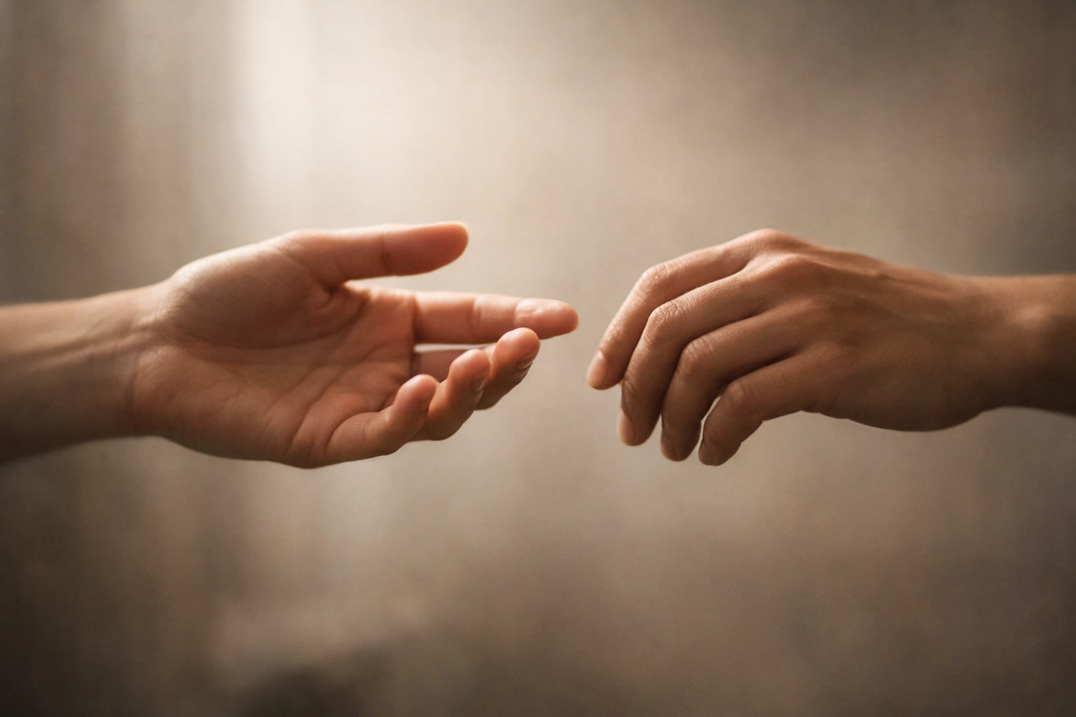 Two hands reaching but not connecting symbolizing emotional unavailability