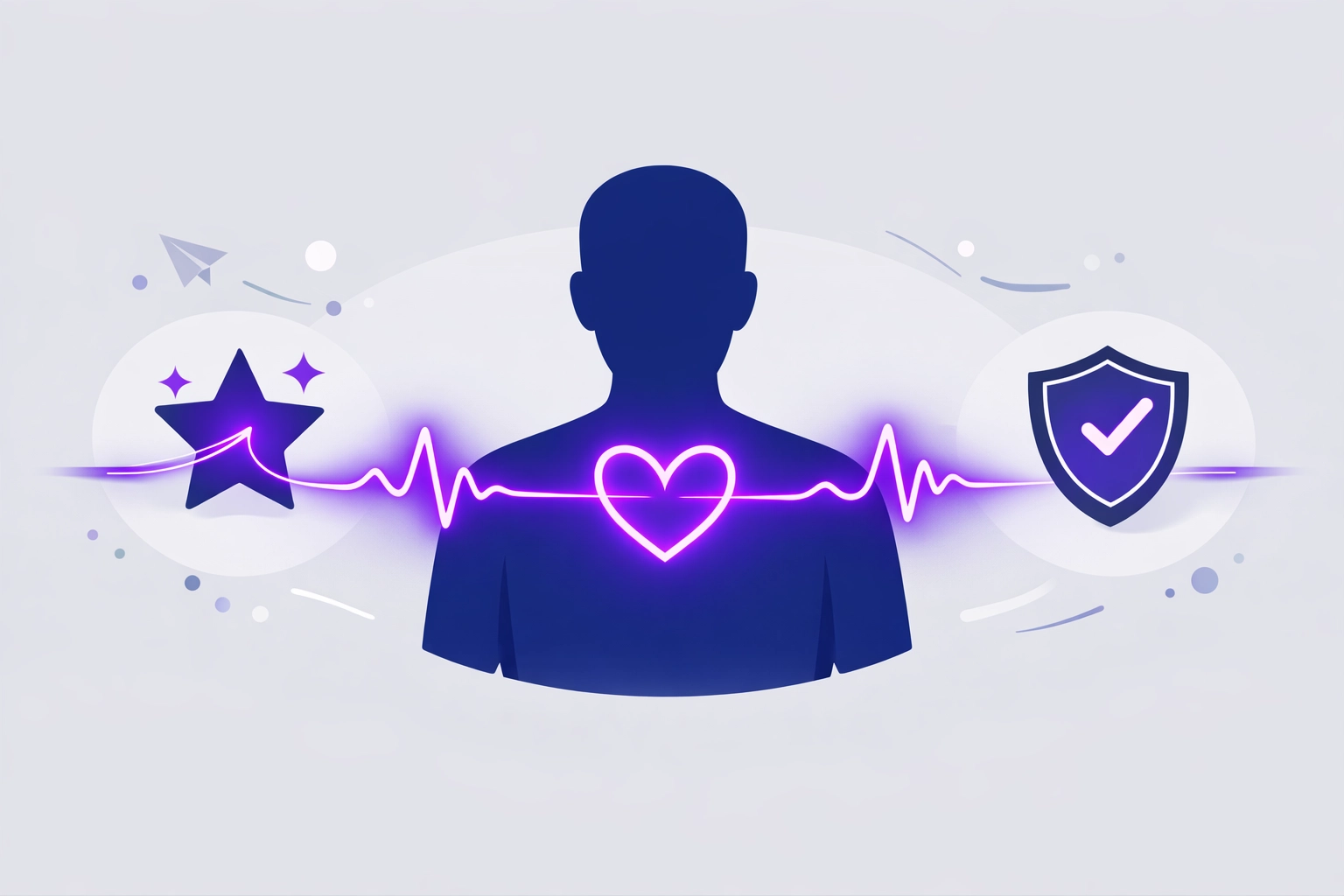 Minimalist illustration of company core values and brand identity represented as a heartbeat pulse.
