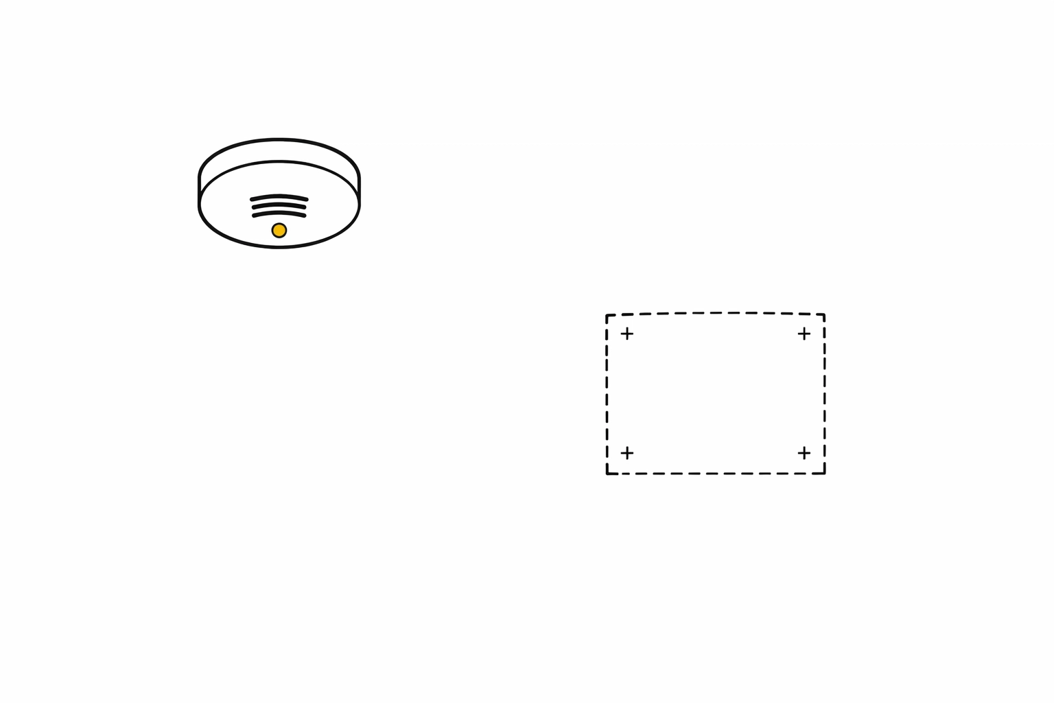 Minimalist illustration of a smoke detector and drywall repair for Kerrisdale home maintenance.