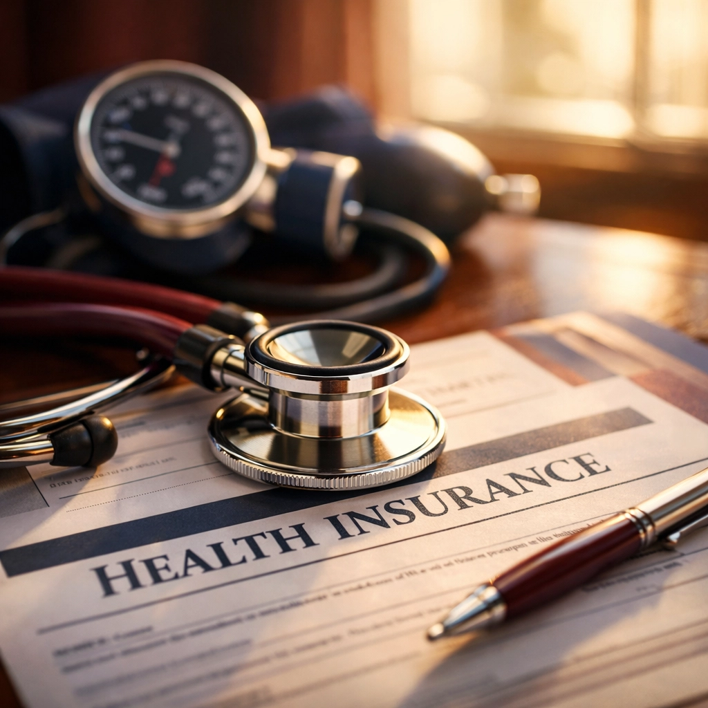 Medical stethoscope on insurance documents representing health-based coverage requirements