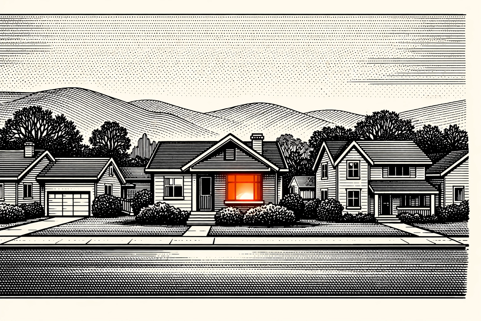 Minimalist illustration of a welcoming home representing faith-based foster and adoptive families.