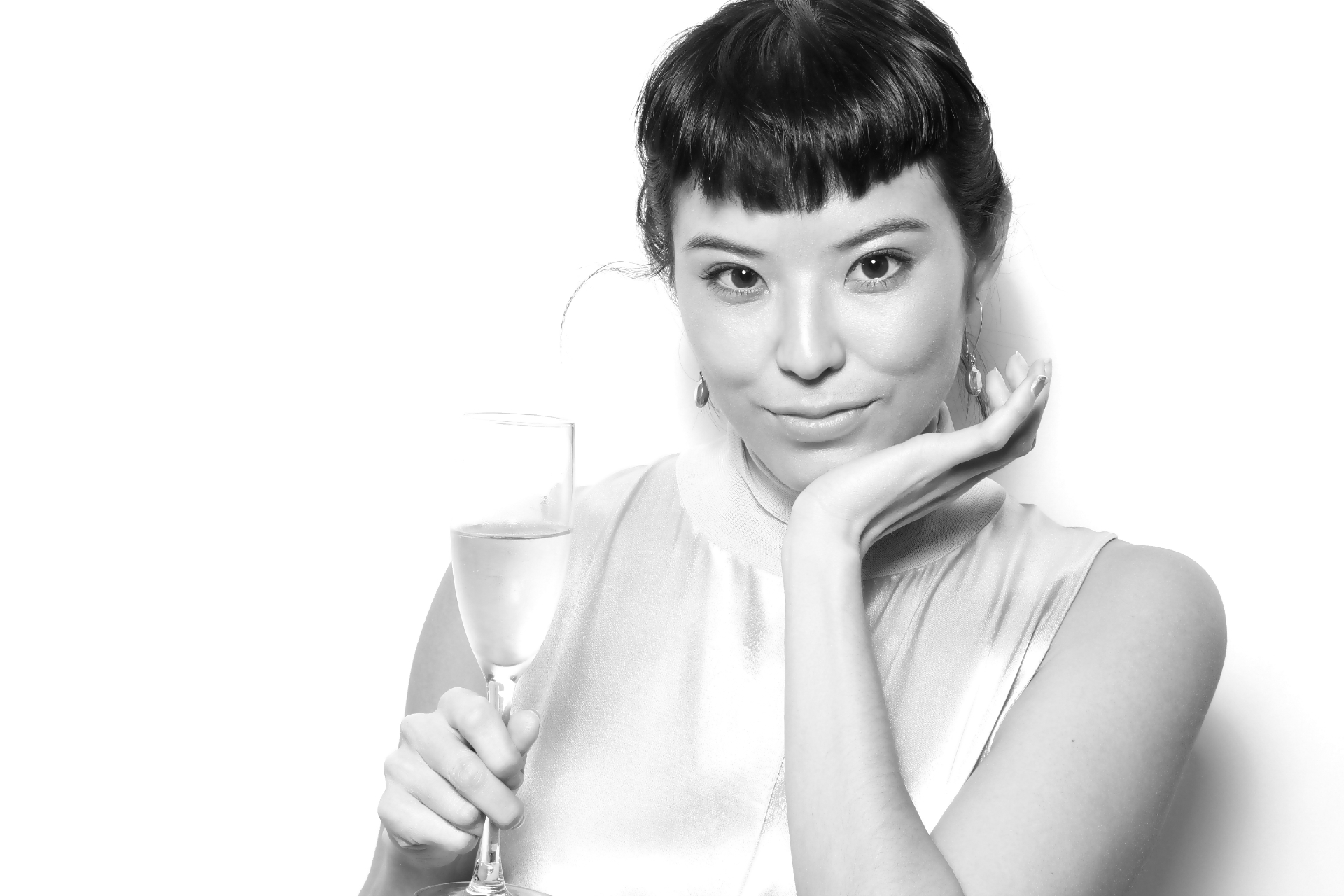 High-Contrast Black and White Glamour Portrait