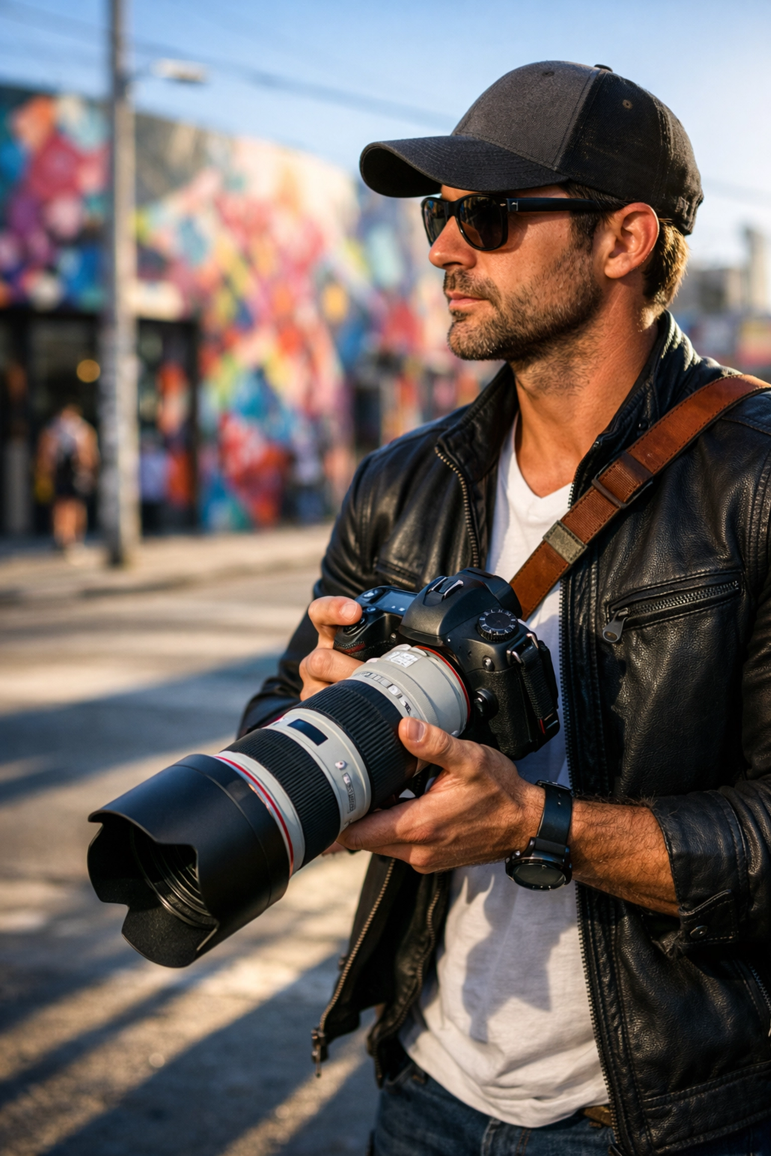 Commercial photographer capturing professional brand imagery in the vibrant Wynwood art district of Miami.