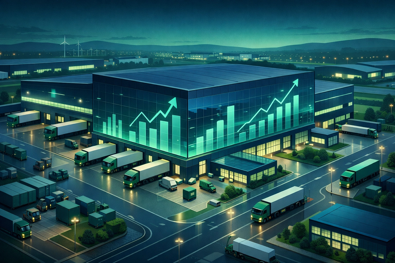 Modern North West logistics hub representing high demand for warehouse space and industrial growth.