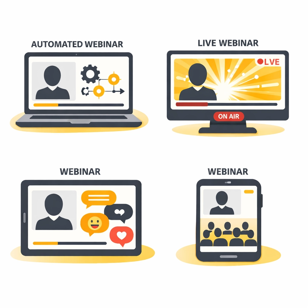 Four different interactive webinar platforms compared side by side for conversion features