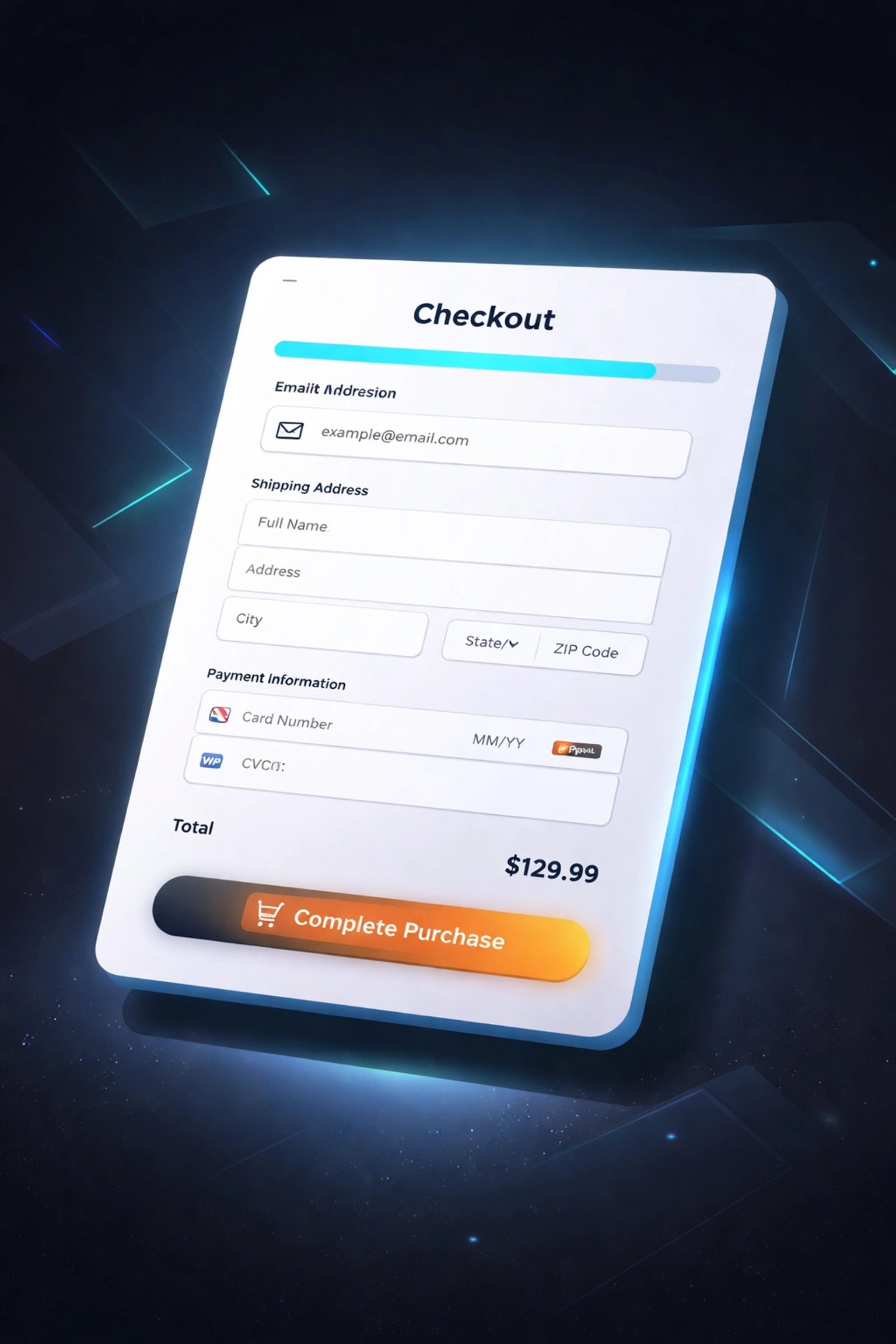 Streamlined e-commerce checkout interface highlighting Magento 2 UX best practices for reducing cart abandonment.