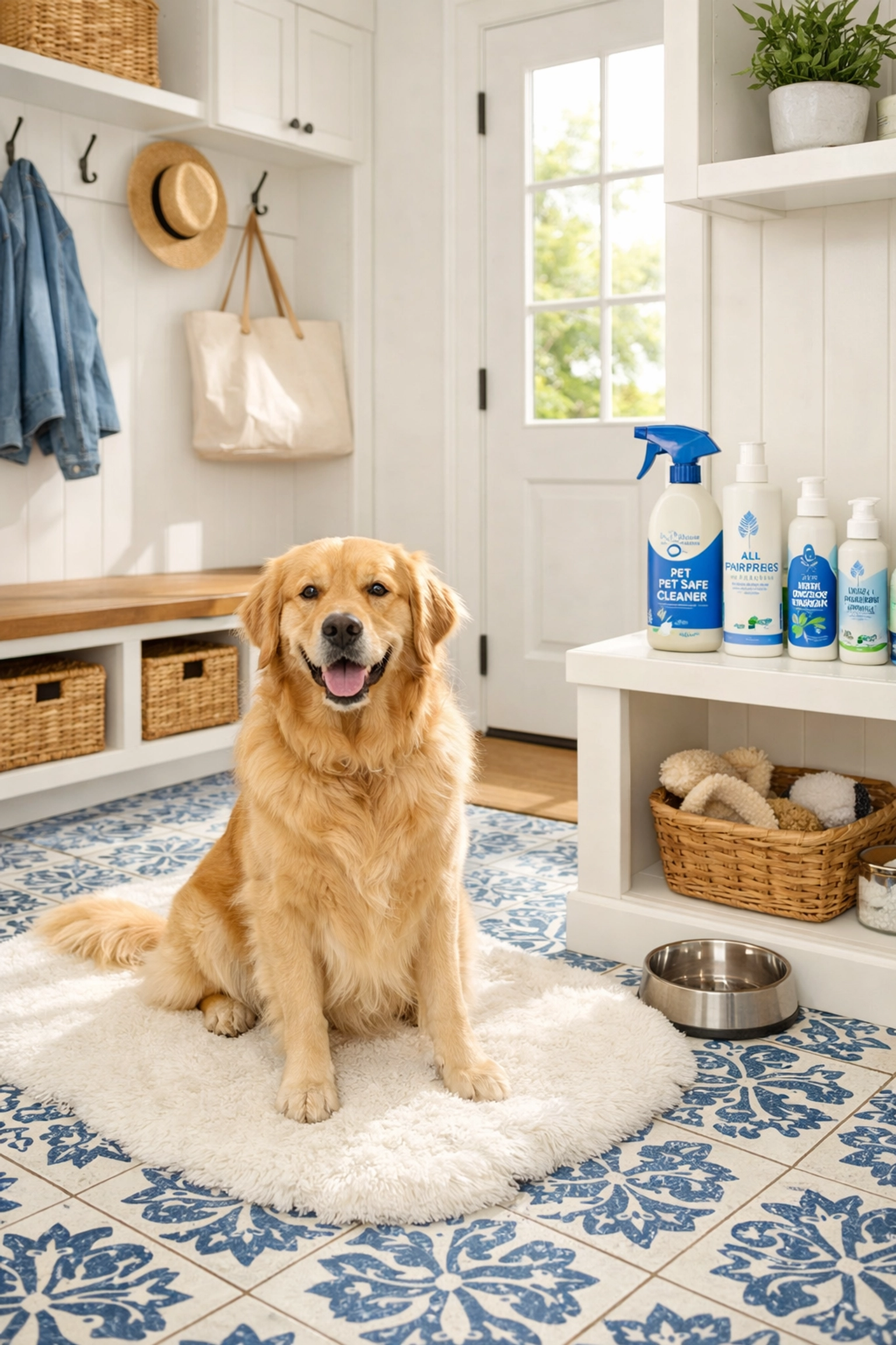 Clean pet-friendly mudroom in Hadley with safe eco-friendly house cleaning supplies.