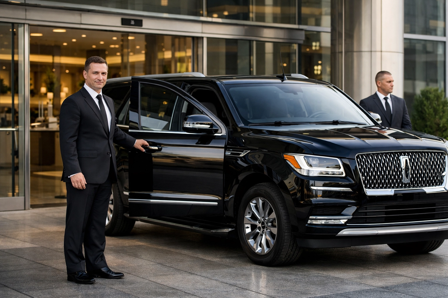 Secure executive transportation with professional chauffeur and VIP security services.