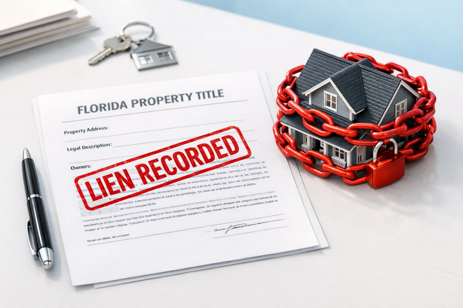 Florida property title document stamped with code enforcement lien recorded notice